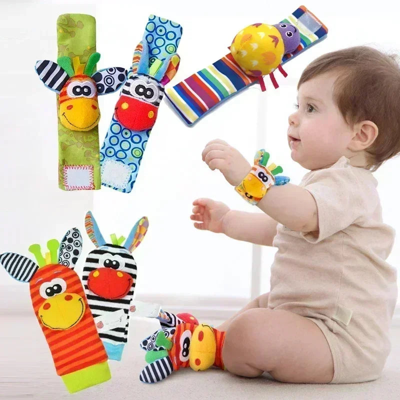 Hochets avec dragonne et chaussettes pour bébé de 0 à 12 mois, jouets pour tout-petits, motif animal, sucette 