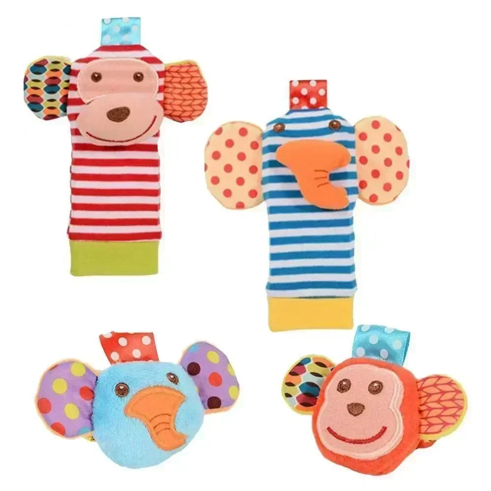 Hochets avec dragonne et chaussettes pour bébé de 0 à 12 mois, jouets pour tout-petits, motif animal, sucette 