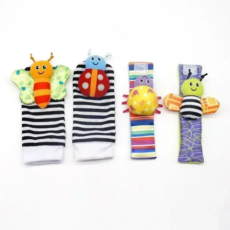 Hochets avec dragonne et chaussettes pour bébé de 0 à 12 mois, jouets pour tout-petits, motif animal, sucette 