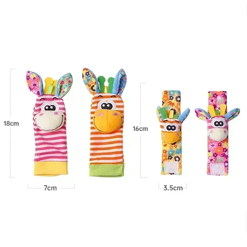 Hochets avec dragonne et chaussettes pour bébé de 0 à 12 mois, jouets pour tout-petits, motif animal, sucette 