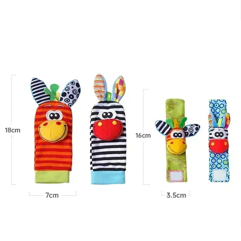 Hochets avec dragonne et chaussettes pour bébé de 0 à 12 mois, jouets pour tout-petits, motif animal, sucette 